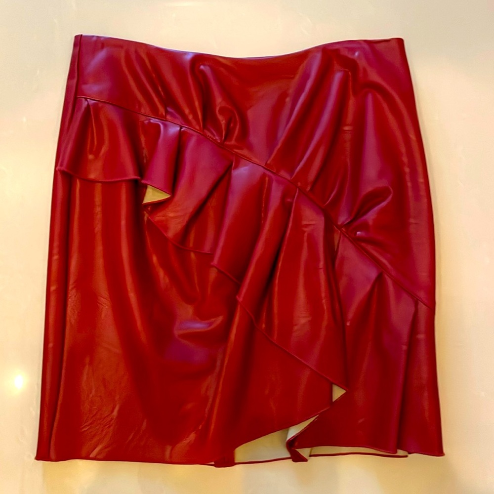 ISABEL MARANT Etoile mini Skirt Burgundy Leather Ruffle